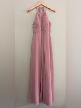 Azazie Ginger Dress Pink/Dusty Rose Halter Bridesmaid Prom Wedding Halter 2 Flaw